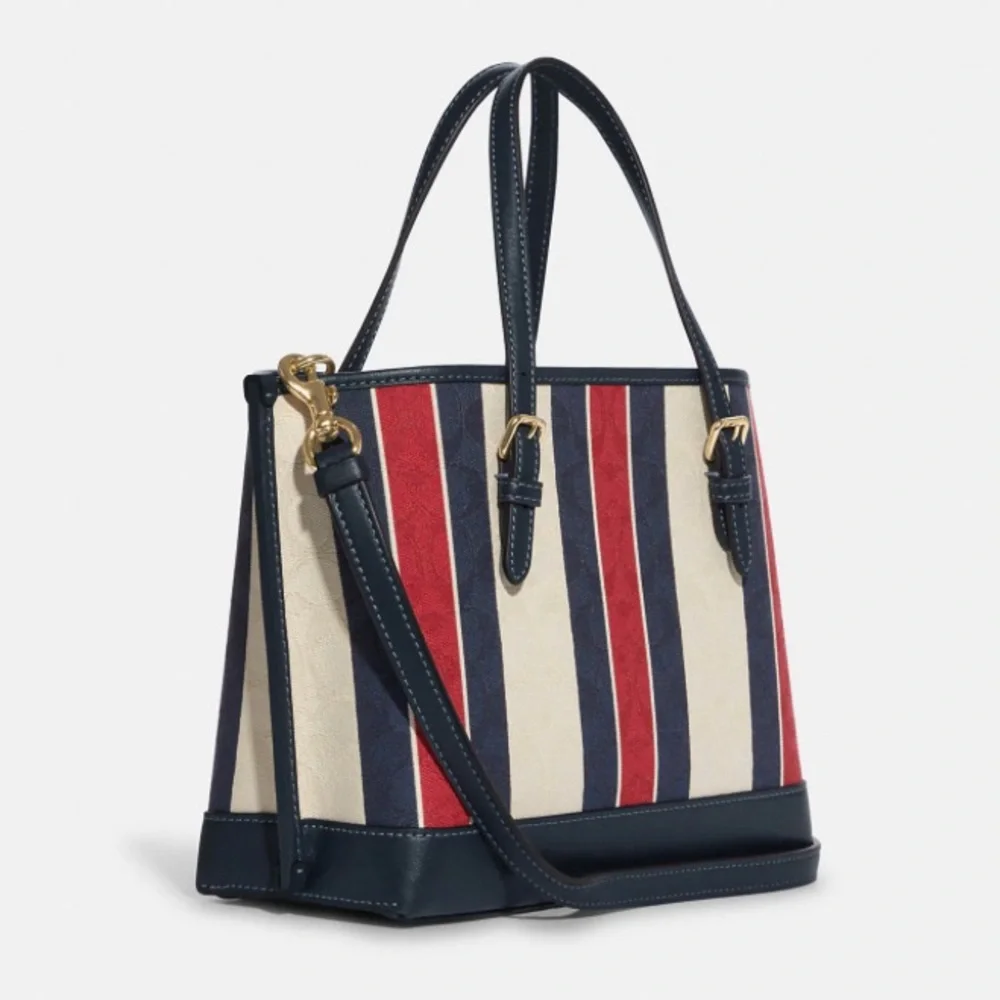 NWT💃Coach Mollie Tote 25 In Signature Jacquard With Stripes - Picture 8 of 13